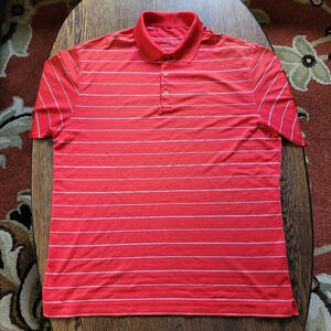Nike Golf Dri-Fit Red Striped Short Sleeve Polo ¼ Button Shirt Size Men's Large